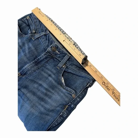 Ariat REAL Denim Flare Jeans 28R Medium Wash Raw Hem Western Y2K Boho - Picture 6 of 6